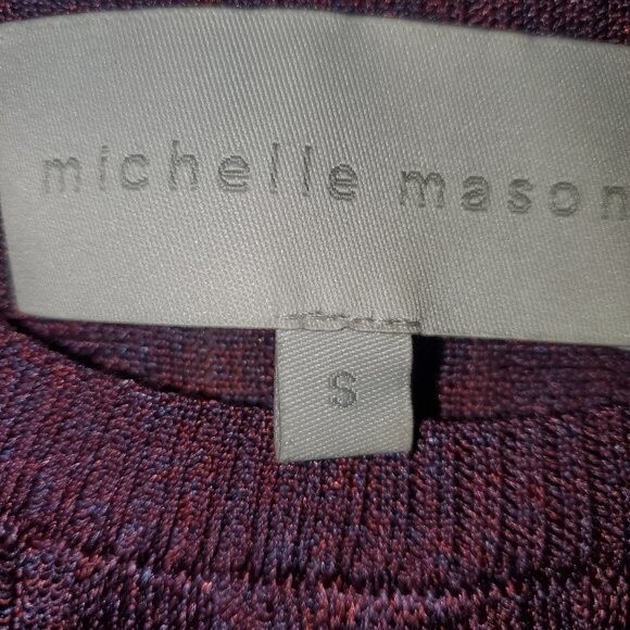 Michelle Mason Metallic Fine Knit Cropped Purple Pink Sweater Small - Picture 6 of 12